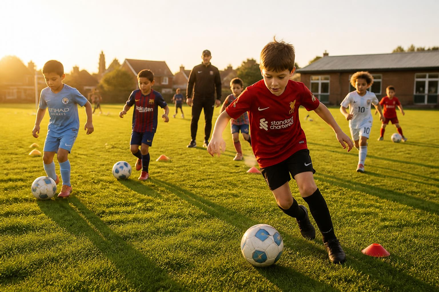 Children playing football